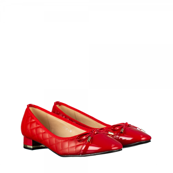 Дамски обувки с ток червени от еко кожа Grece, 2 - Kalapod.bg